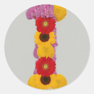 Alphabet I in Blume Runder Aufkleber