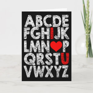 Alphabet I Love You Grafik mit Herz-Hervorhebung V Karte