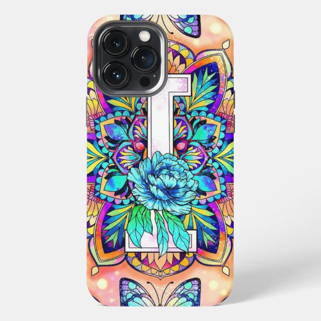 Alphabet I mandala iPhone 13 Pro Max Hülle (Rückseite)