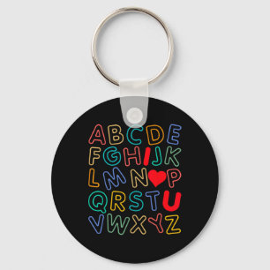 Alphabet, ich liebe dich Abc Herz U Valentinstag T Schlüsselanhänger