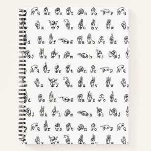 Alphabet in der amerikanischen Gebärdensprache Sc Notizbuch