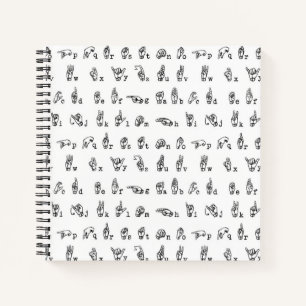 Alphabet in der amerikanischen Gebärdensprache Sc Notizbuch