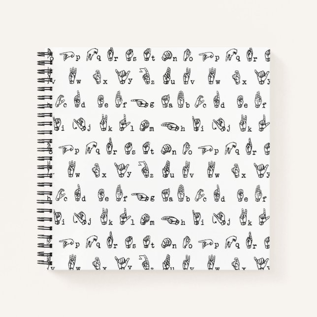 Alphabet in der amerikanischen Gebärdensprache Sch Notizbuch (Vorderseite)