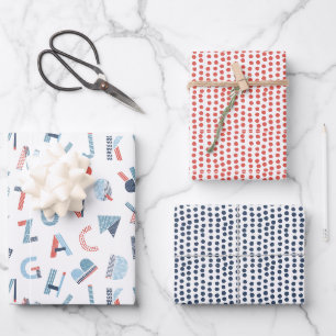Alphabet in rot-weiß geschenkpapier set