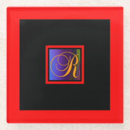 ALPHABET-INITIALES R-MONOGRAMM GLASUNTERSETZER