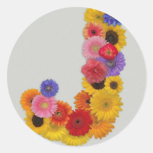 Alphabet J in Blume Runder Aufkleber