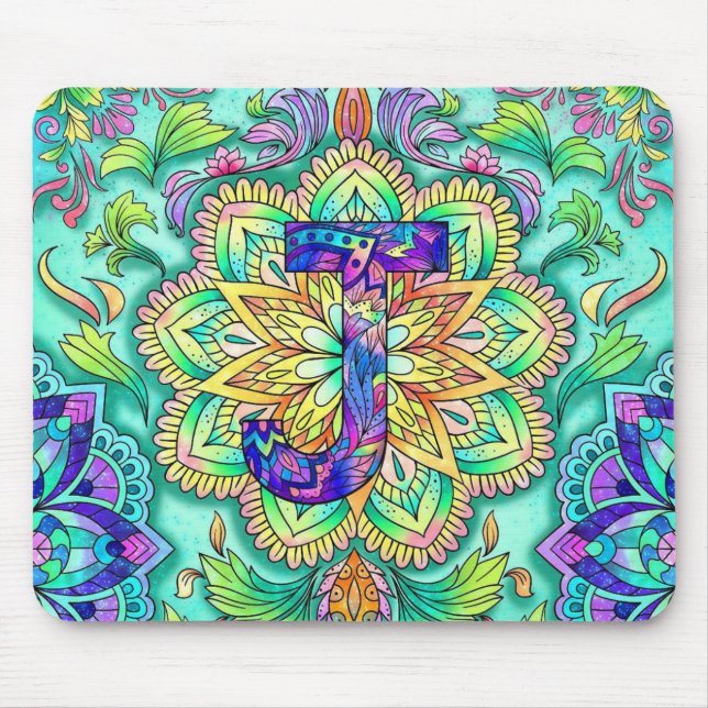 Alphabet J mandala Mousepad (Vorne)
