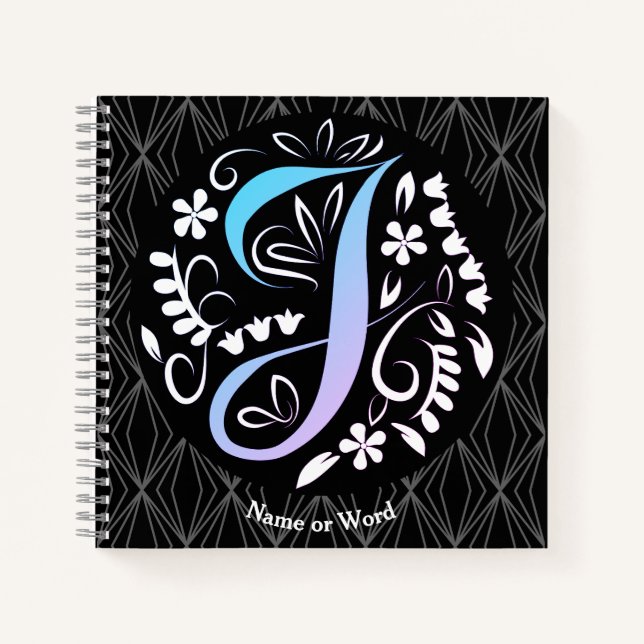 Alphabet J Monogram Handwriting Notizbuch (Vorderseite)