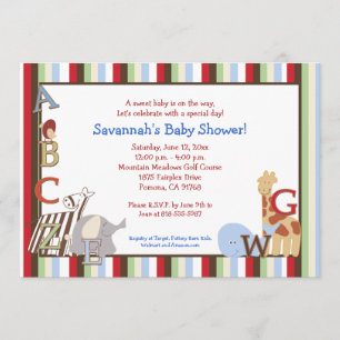 Alphabet Jungle Soup 12x18 Baby Dusche Einladung