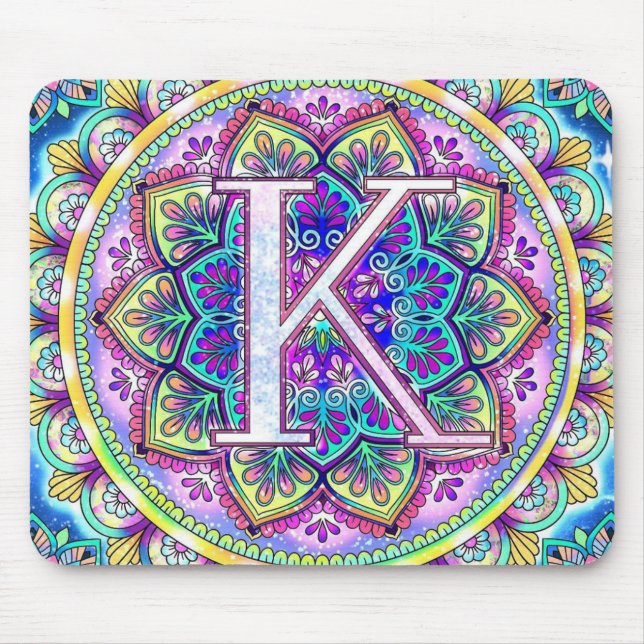 Alphabet K mandala Mousepad (Vorne)