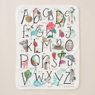 Alphabet kids ABC Illustration Sherpa Blanket Sherpadecke