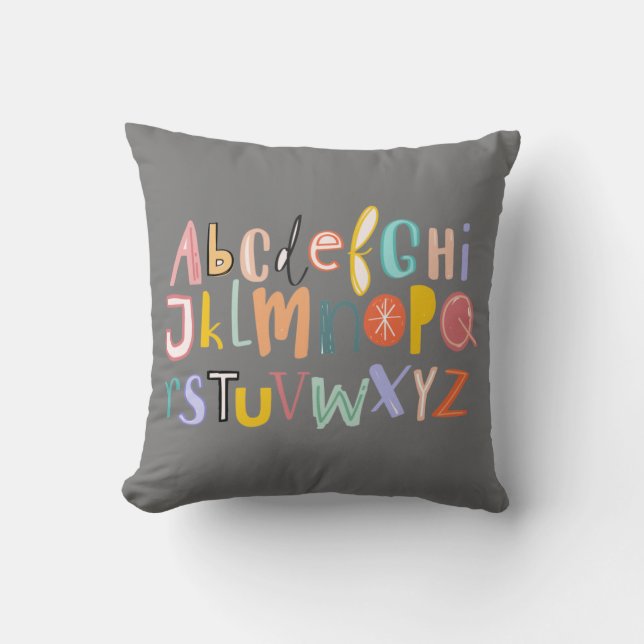 Alphabet-Kinder coole Typografie Kissen (Vorderseite)