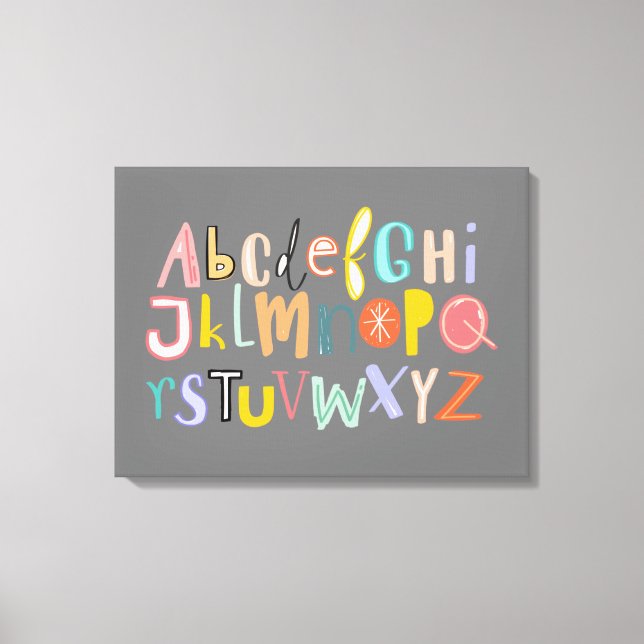 Alphabet-Kinder coole Typografie Leinwanddruck (Vorderseite)