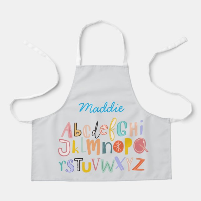 Alphabet-Kinder coole Typografie Schürze (Vorderseite)