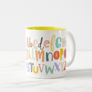 Alphabet-Kinder coole Typografie Zweifarbige Tasse