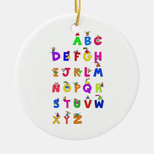 Alphabet-Kinder Keramikornament (Vorne)