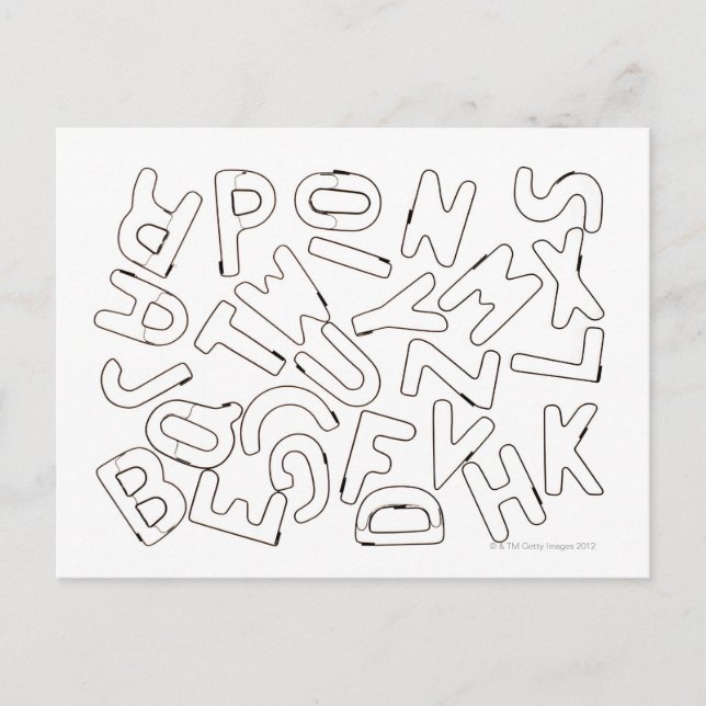 Alphabet-Kontur Postkarte (Vorderseite)