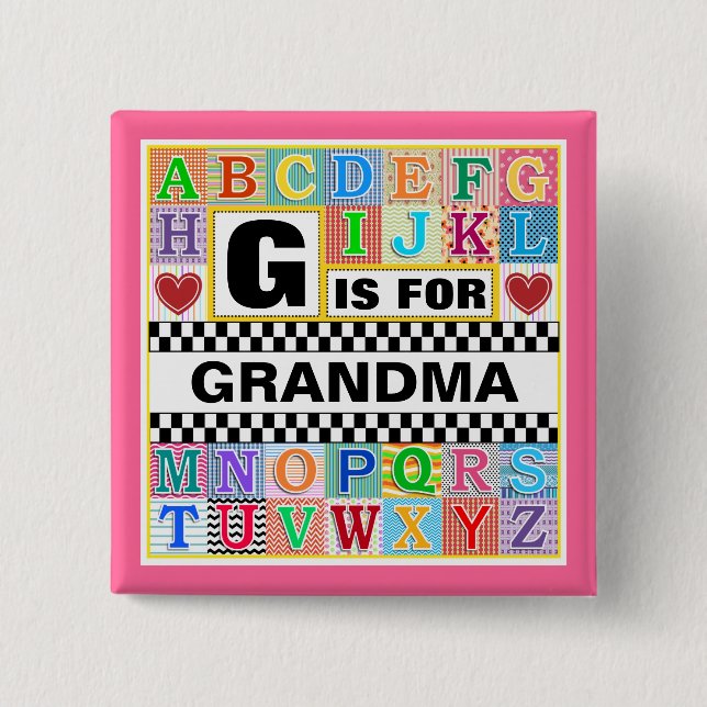 Alphabet-Kunst für Großmutter Button (Vorderseite)