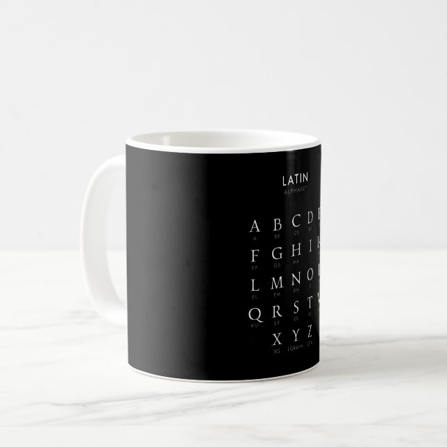 Alphabet Latin Letters Kaffeetasse (Vorderseite Links)