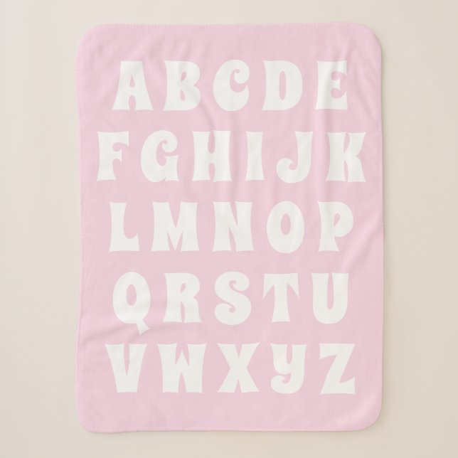 Alphabet Letter Abc Rosa weiße Kinder Sherpadecke (Vorderseite)