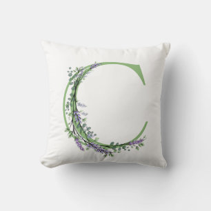 Alphabet Letter C monogram Lavender Eucalyptus Kissen