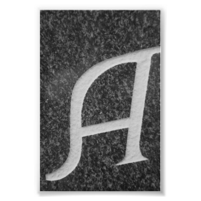 Alphabet Letter Fotografie A8 Schwarz und Weiß 4x6 (Vorne)