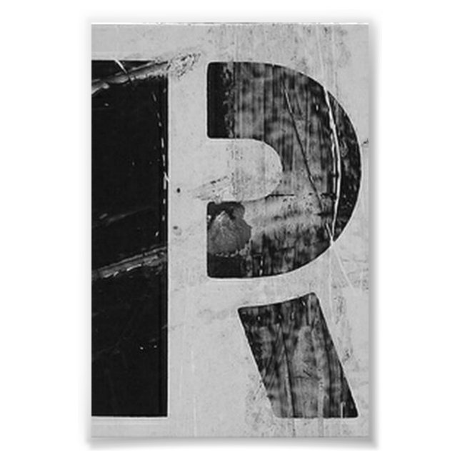 Alphabet Letter Fotografy R2 Black and White 4x6 Fotodruck (Vorne)