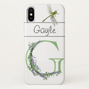 Alphabet Letter G Lavender Eucalyptus Dragonfly Case-Mate iPhone Hülle