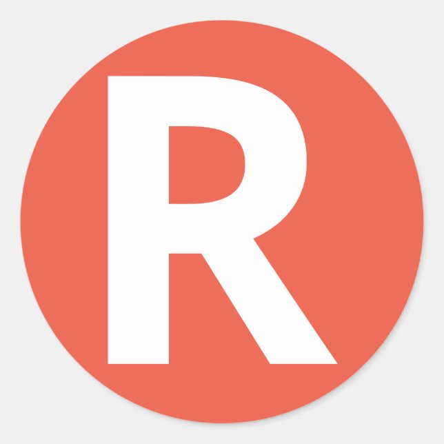 Alphabet Letter "R" Aufkleber (Vorderseite)