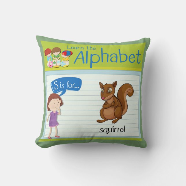 Alphabet Letter S ist für Eichhörnchen personalisi Kissen (Vorderseite)