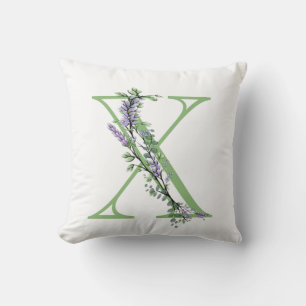 Alphabet Letter X Aquarelllavender Eucalyptus Kissen