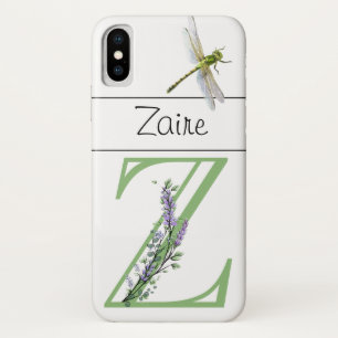 Alphabet Letter Z Lavender Eucalyptus Dragonfly Case-Mate iPhone Hülle