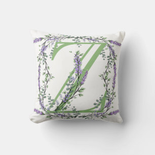 Alphabet Letter Z Lavender Eucalyptus watercolor Kissen