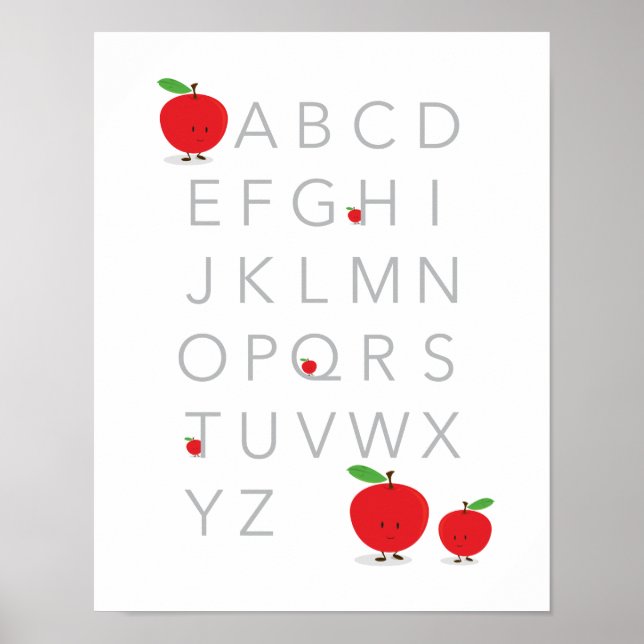 Alphabet Letters ABC Educational Apple Fruit Poster (Vorne)