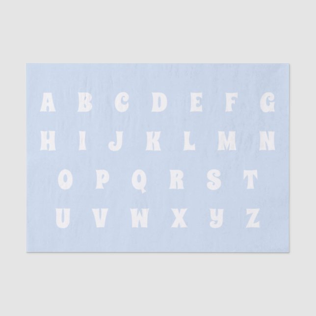 Alphabet Letters Abc Muster hellblau weiß Seidenpapier (Vorderseite)