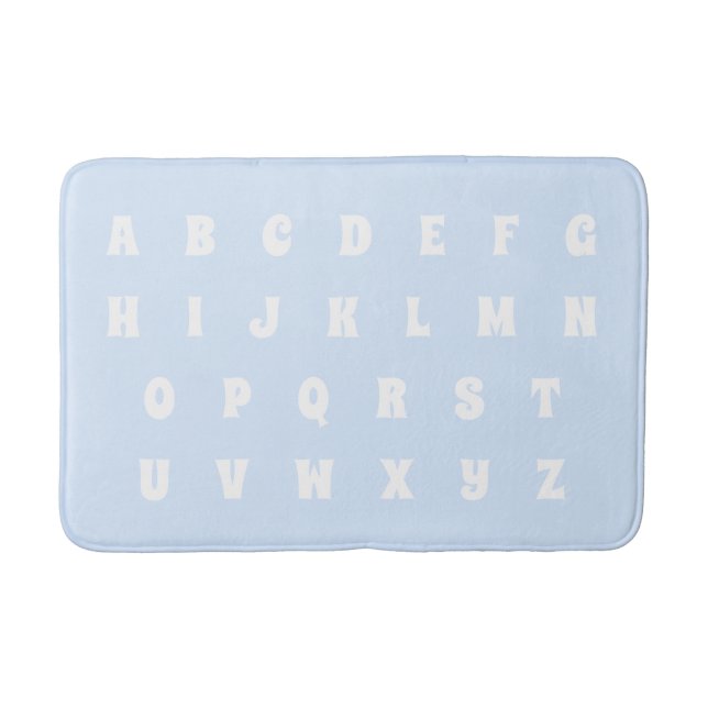 Alphabet Letters Abc Muster hellblaue weiße Kinder Badematte (Vorderseite)