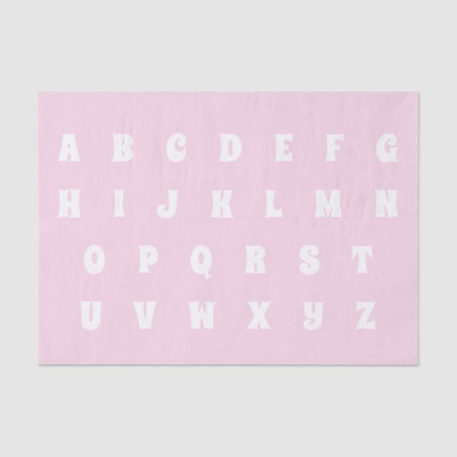Alphabet Letters Abc Muster hellrosa weiß Seidenpapier (Vorderseite)