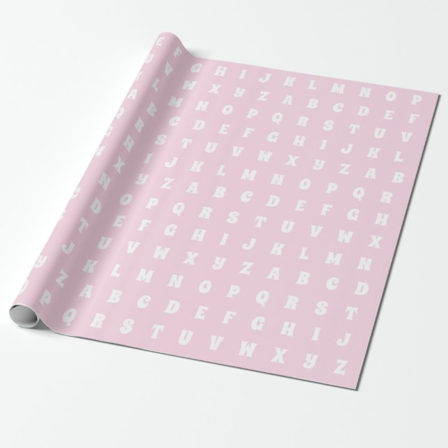 Alphabet Letters Abc Muster hellrosa weiße Geschen Geschenkpapier (Ungerollt)
