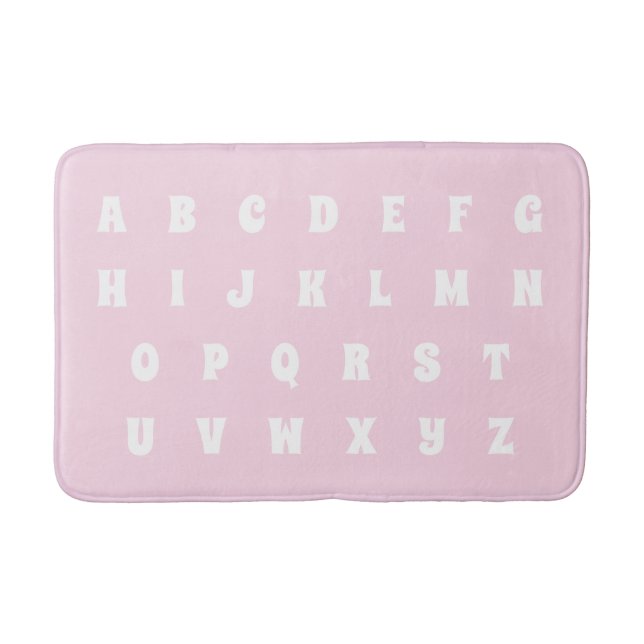 Alphabet Letters Abc Muster hellrosa weiße Kinder Badematte (Vorderseite)