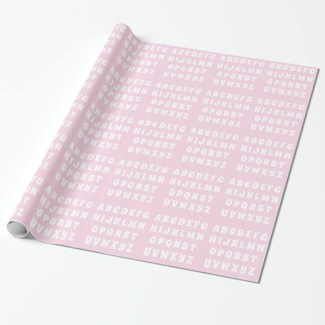 Alphabet Letters Abc Muster rosa weiße Kinder Gesc Geschenkpapier (Ungerollt)