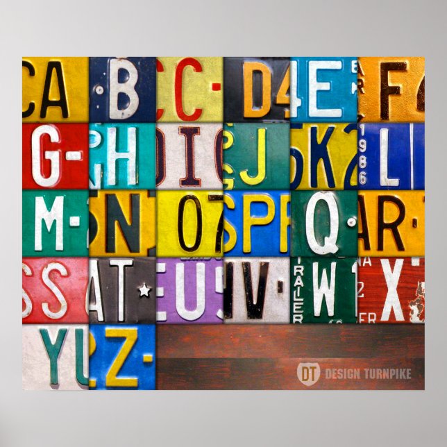 Alphabet Letters License Plakat Art Poster (Vorne)