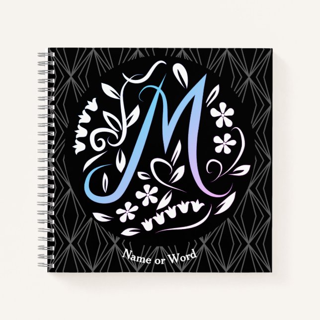Alphabet M Monogram Handwriting Notizbuch (Vorderseite)