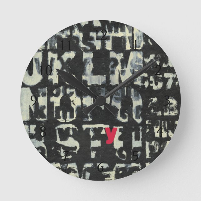 Alphabet-Malerei vom Normannen Wyatt Runde Wanduhr (Vorderseite)