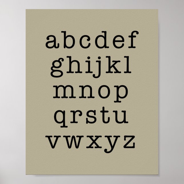 Alphabet Minimalistische Schreibmaschine Typografi Poster (Vorne)