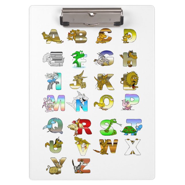 Alphabet mit Tierbildern und Buchstaben Klemmbrett (Vorderseite)