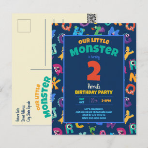 Alphabet-Monster Geburtstag Kleines Monster Alter Postkarte