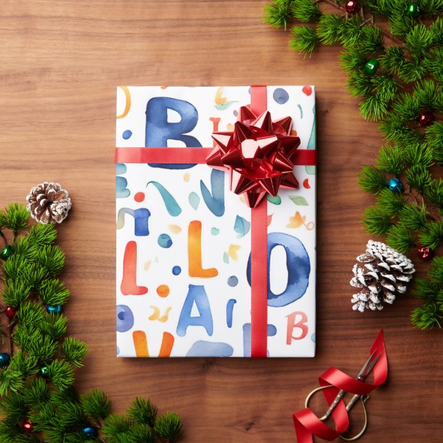 Alphabet Muster Geschenkpapier (Feiertagsgeschenk)