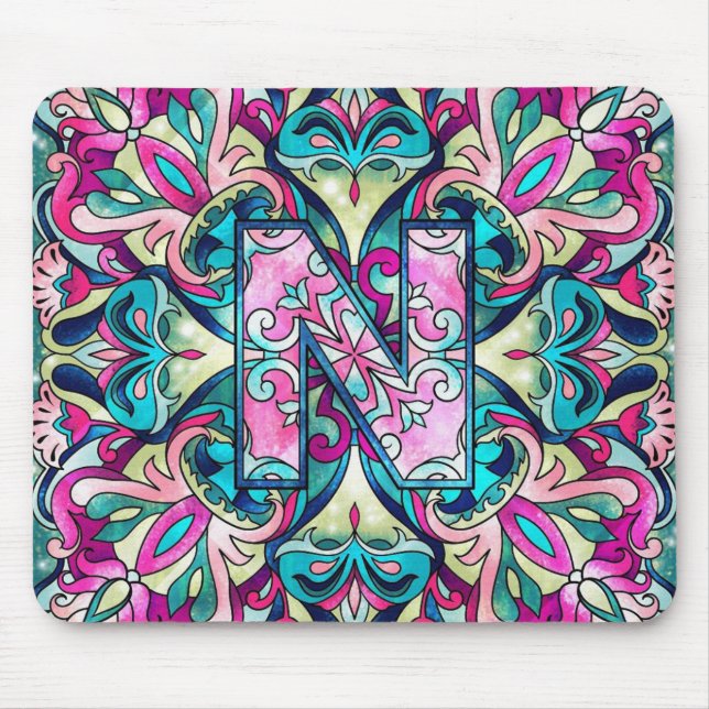 Alphabet N mandala Mousepad (Vorne)