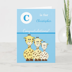 Alphabet-Name neue niedliche Giraffen für Kleinkin Karte