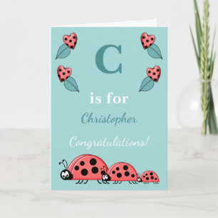 Alphabet Name neues niedliches Baby Ladybirds grün Karte